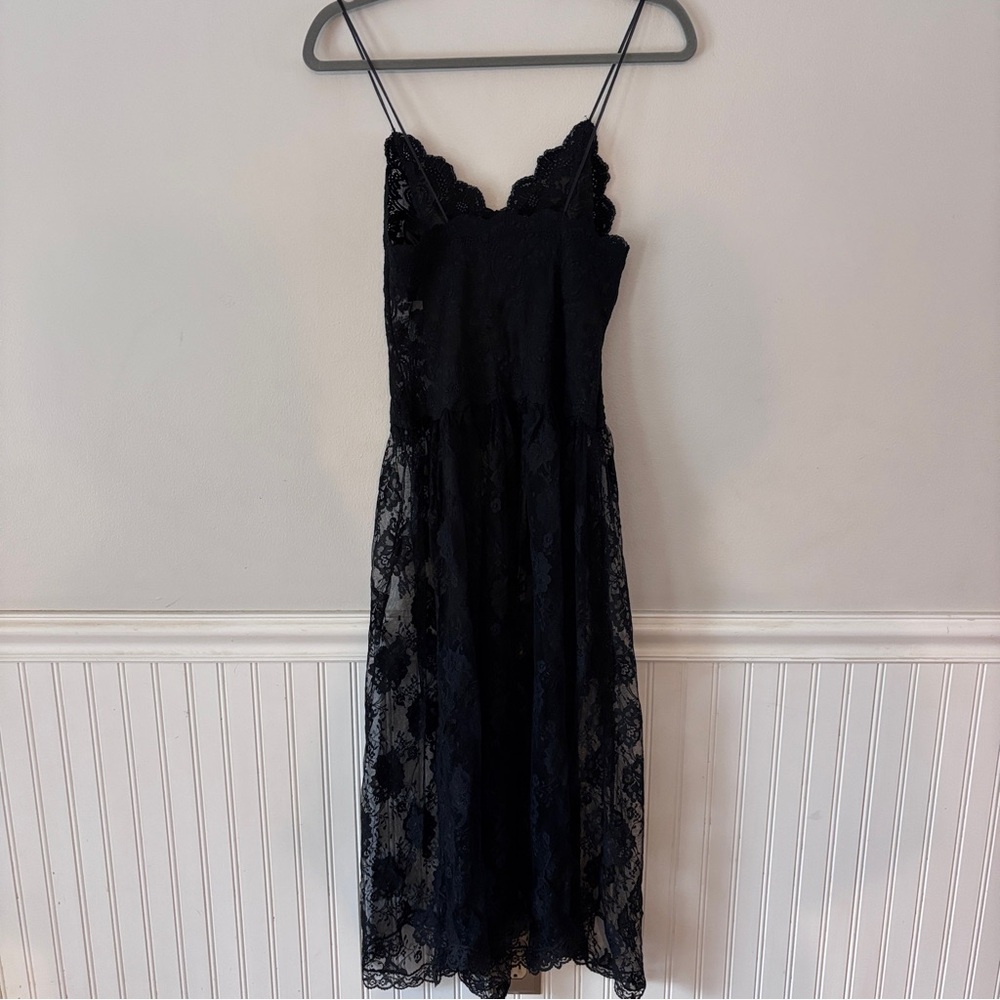 Vintage Hanky Panky Sheer Black Lace Dress or Negligee Boho Fairy
